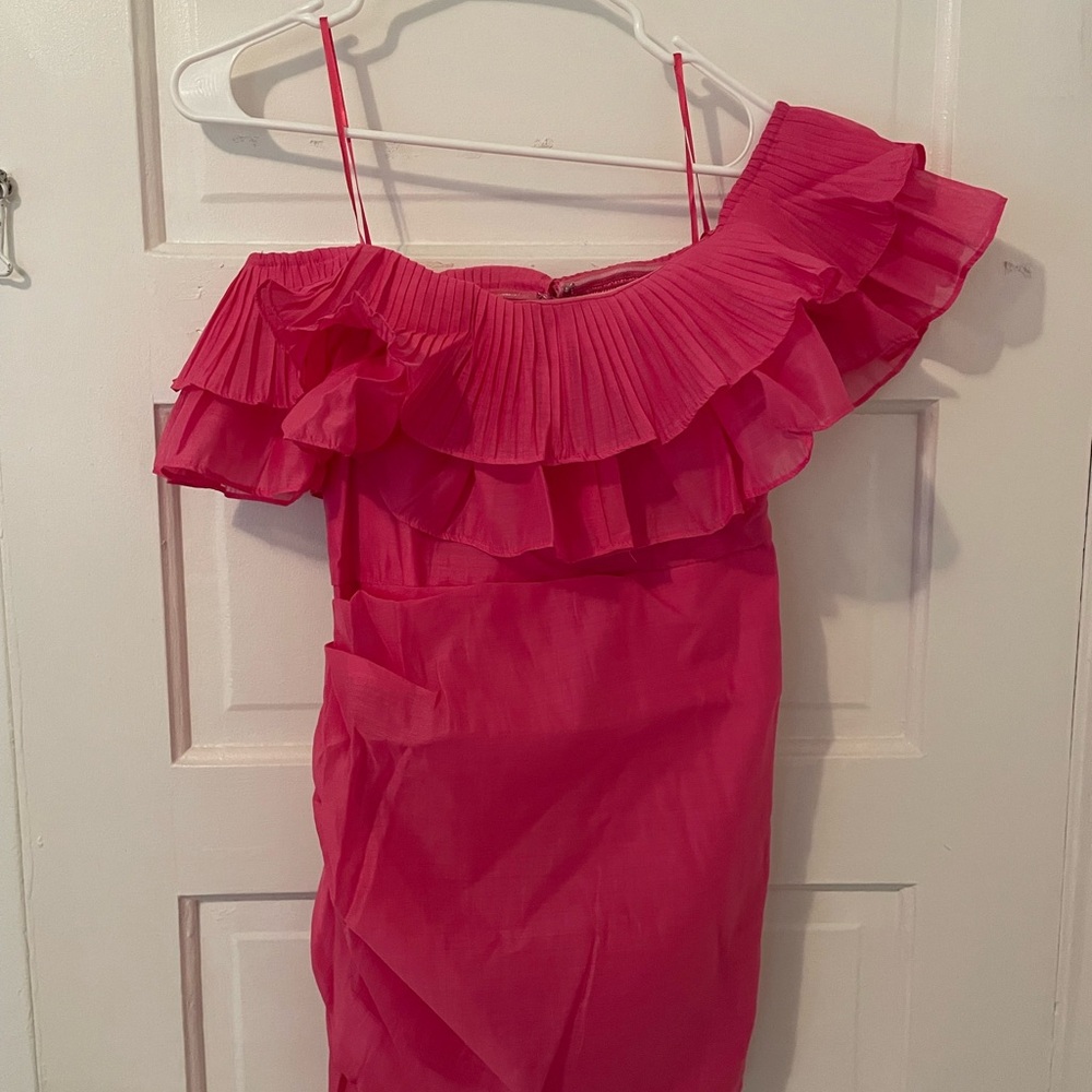 Fun Pink Off-Shoulder Ruffle Dress - Picture 2 of 2